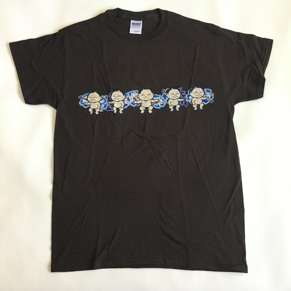 Gildan Heavy Cotton Brown Hawaii Little Sumo Graphic T Shirt Size M Mens